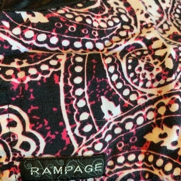 Rampage Womens Paisley Print Scrub Top & Black Pants Set S Cotton Blend - Picture 6 of 15